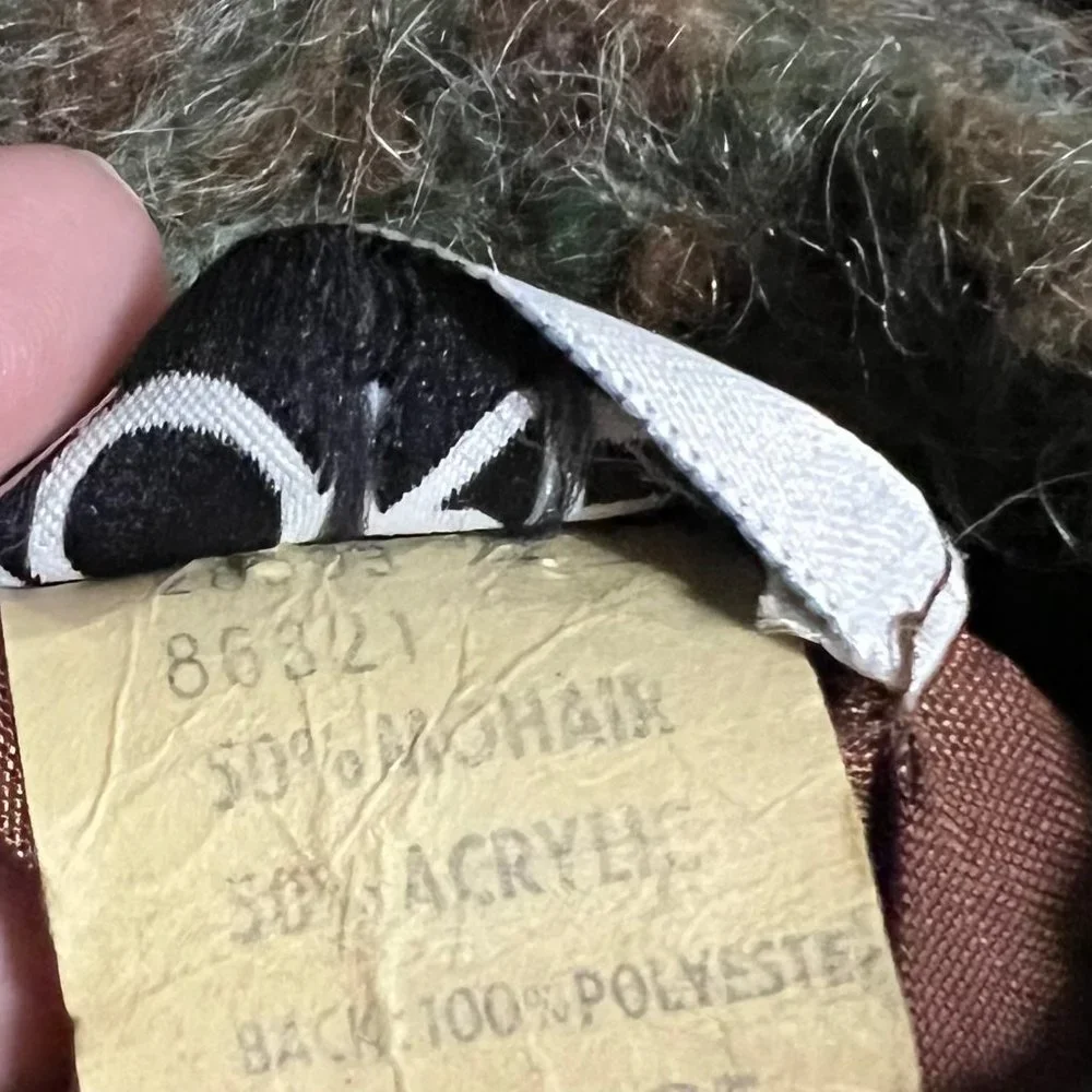 VINTAGE Mohair Blend Union Made Earthy Tone Cardigan Sweater Fairy Grunge Large - Picture 7 of 10